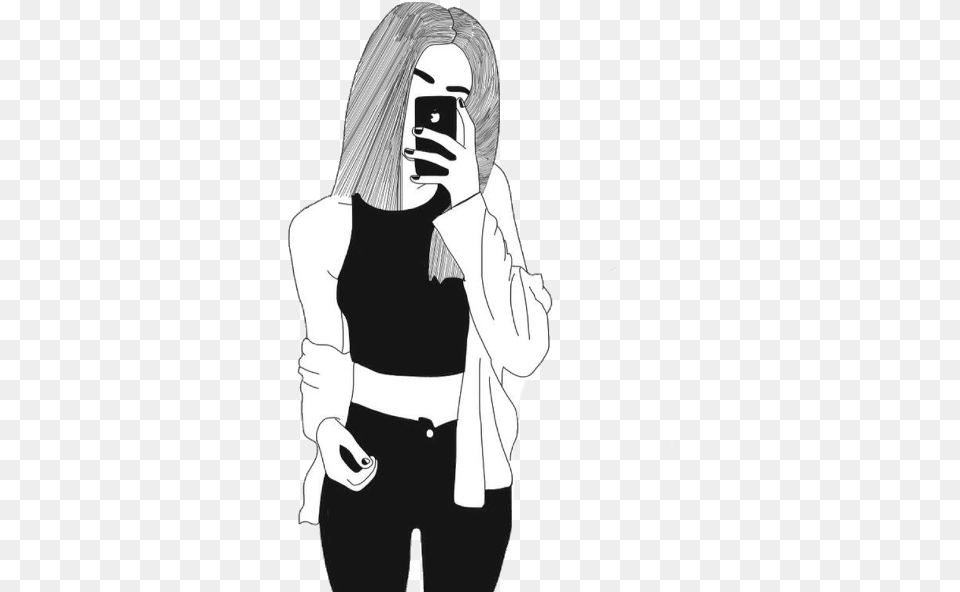 Idk Freetoedit Art Black And White Girl, Publication, Book, Comics, Adult Png Image