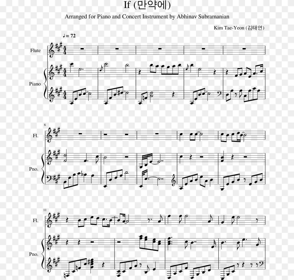 If Sheet Music Composed By Kim Tae Yeon, Gray Png