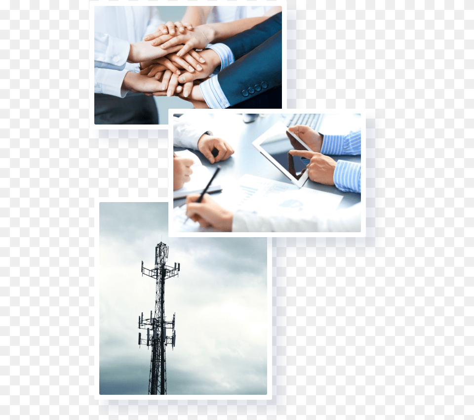 If You Have A Wireless Agreement A Cell Tower Or Rooftop Collage, Hand, Body Part, Finger, Person Free Png Download