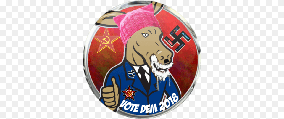If You Wear A Pussy Hat Take The Tide Pod Challenge 45inx5in American Flag Democrat Donkey Sticker Cup, Cap, Clothing, Symbol, Badge Free Transparent Png