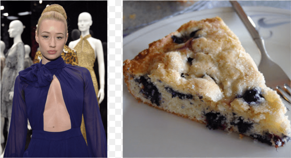 Iggy Azalea And Blueberry Cake, Adult, Produce, Plant, Person Free Png