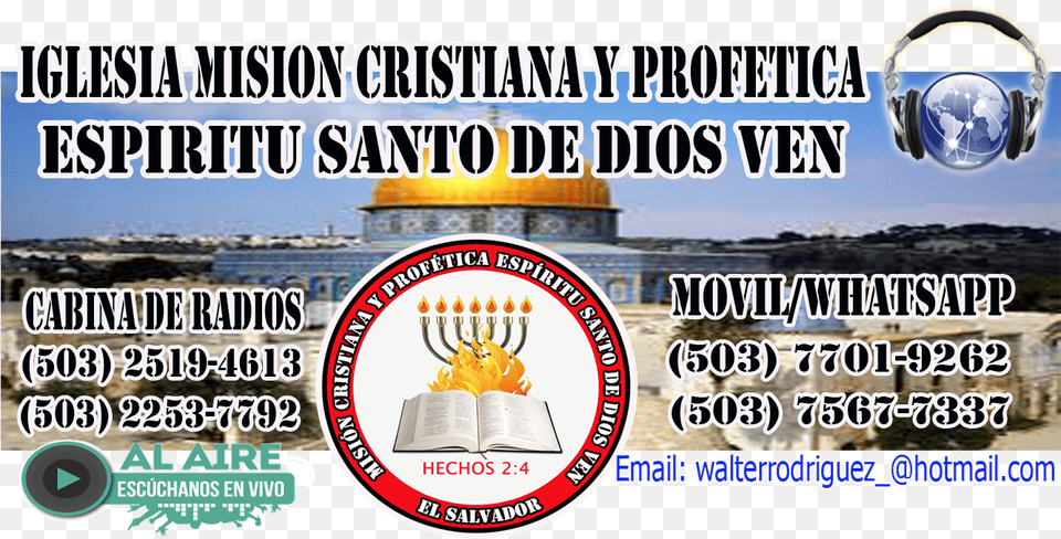 Iglesia Misin Cristiana Y Proftica Espritu Santo Flyer, Advertisement, Poster, Electronics, Headphones Png Image