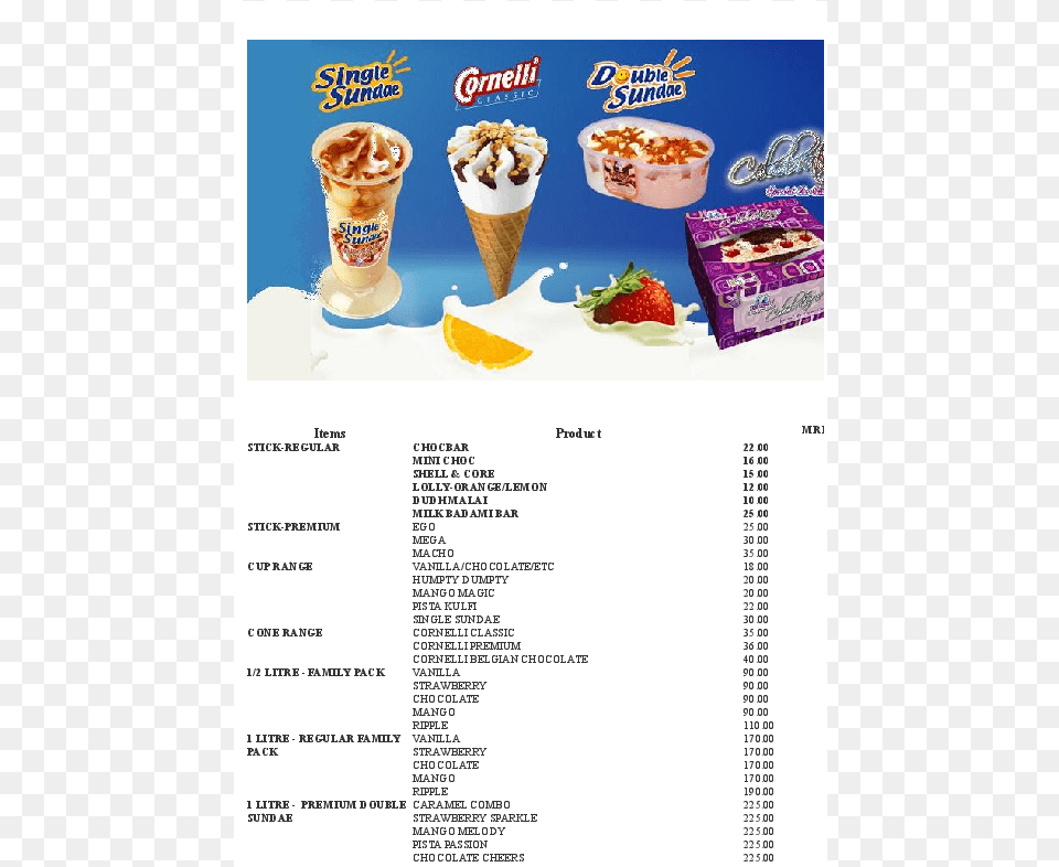 Igloo Ice Cream Price List In Pakistan, Dessert, Food, Ice Cream, Menu Png Image