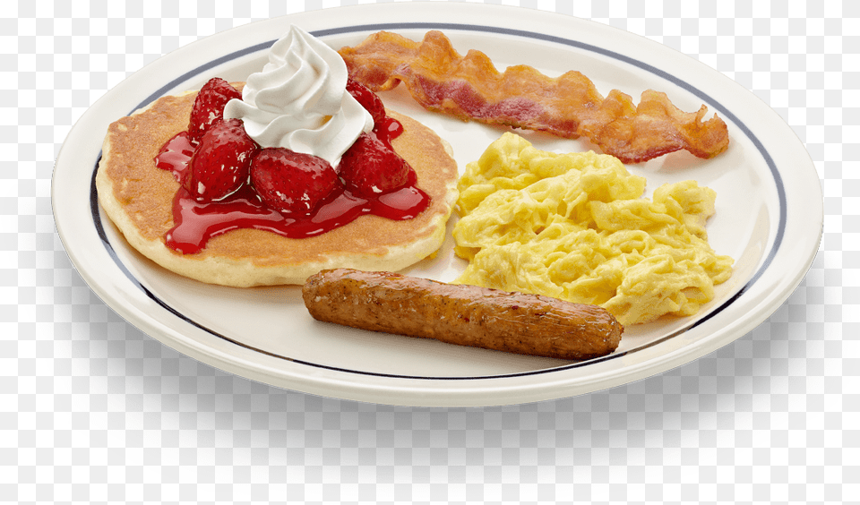 Ihop Pancakes Scrambled Eggs And Bacon, Brunch, Food, Bread, Cream Free Png