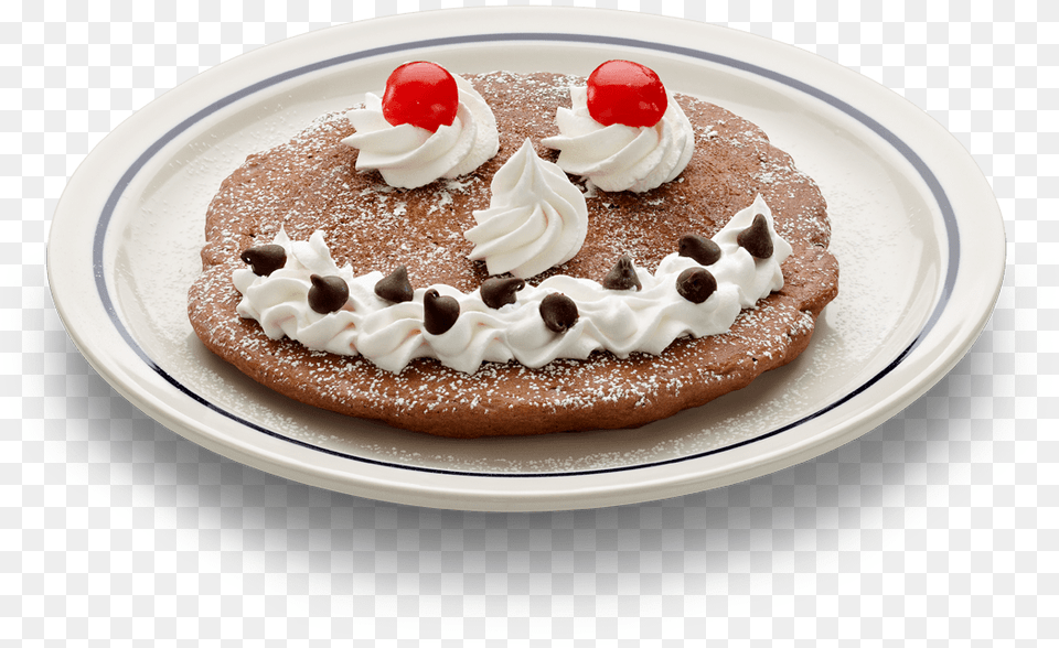 Ihop Smiley Face Pancakes, Cream, Dessert, Food, Whipped Cream Png Image