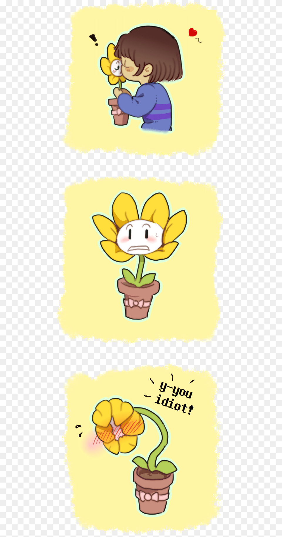 Iiot Undertale Yellow Cartoon Facial Expression Text Undertale Flowey Kiss, Baby, Person, Publication, Comics Png Image