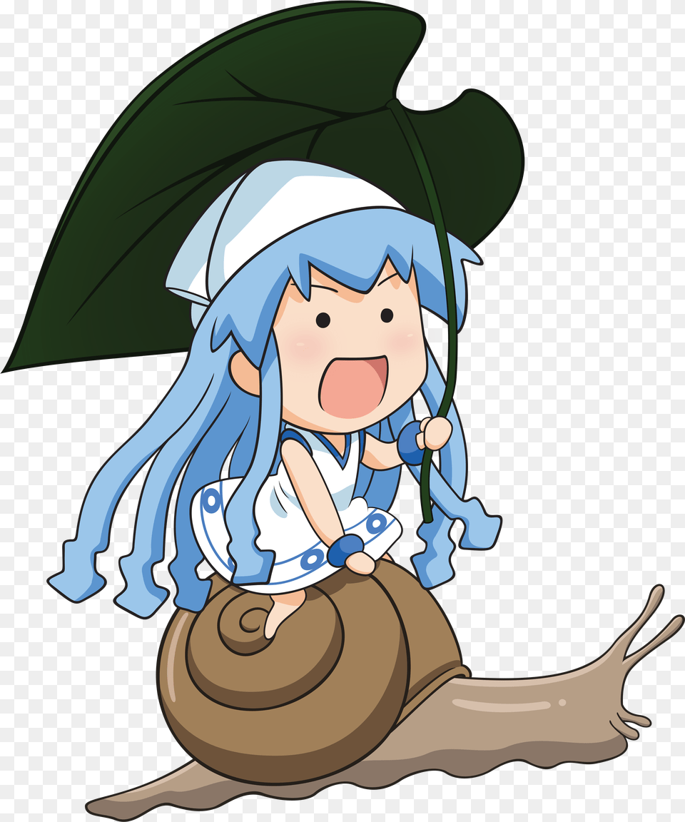 Ika On A Snail Snail Anime Girl, Baby, Face, Head, Person Free Transparent Png