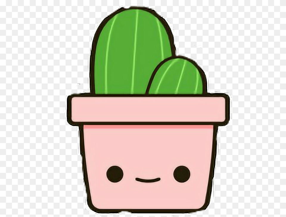 Ikawaii Cute Cactus Cutie Aesthetic Art Cartoon Pink Cute Cactus Cartoon, Plant, Potted Plant, Food, Produce Png Image
