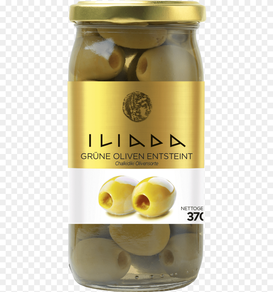 Iliada Golden Line Green Olives Pitted Iliada, Jar, Food, Relish, Pickle Png