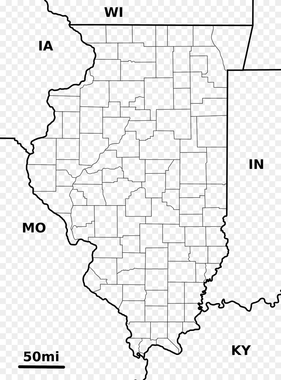 Illinois County Map Vector, Gray Free Png