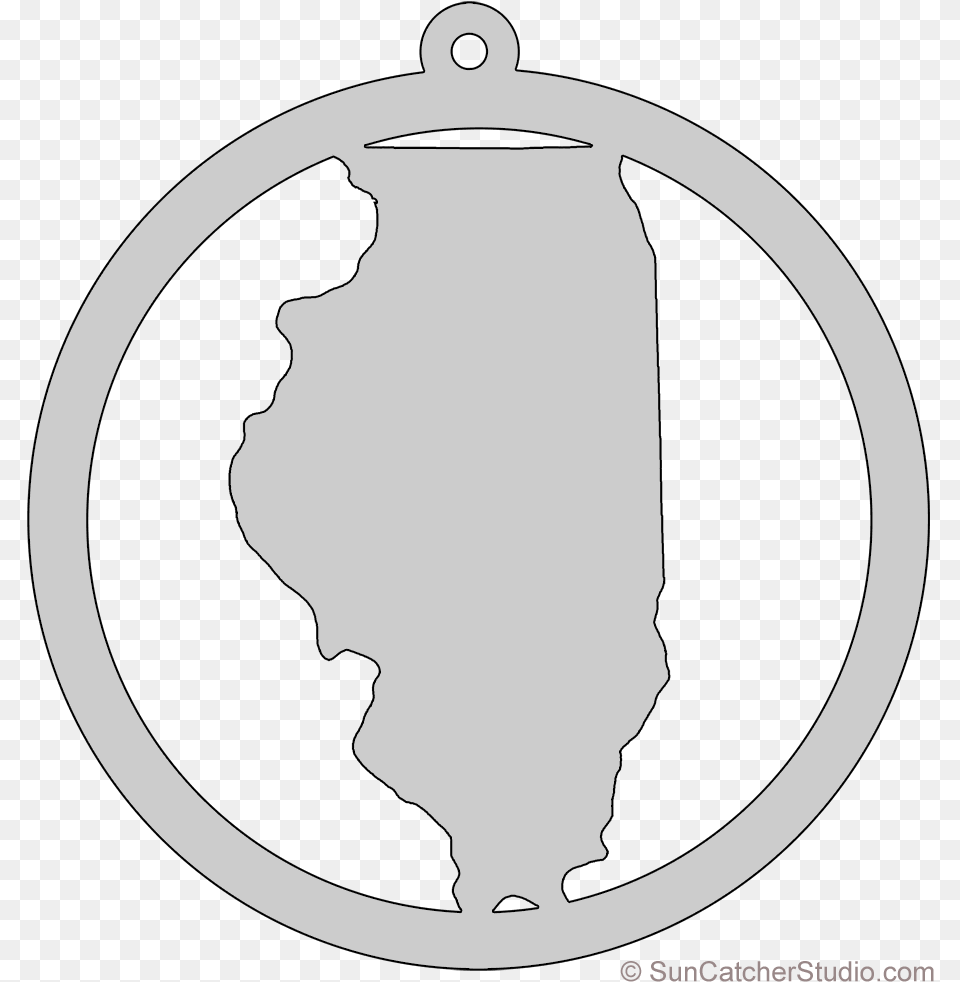 Illinois Map Circle Scroll Saw Pattern Shape State Line Art Free Png Download