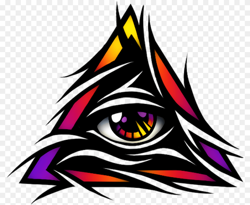 Illuminati Tattoo Eye Icu All Knowing Creepy Sticker, Art, Triangle, Animal, Shark Free Transparent Png