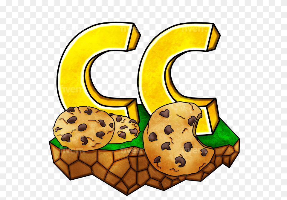 Illustrate A Minecraft Sever Logo Or Icon And Discord Cookies And Crackers, Number, Symbol, Text, Food Free Png