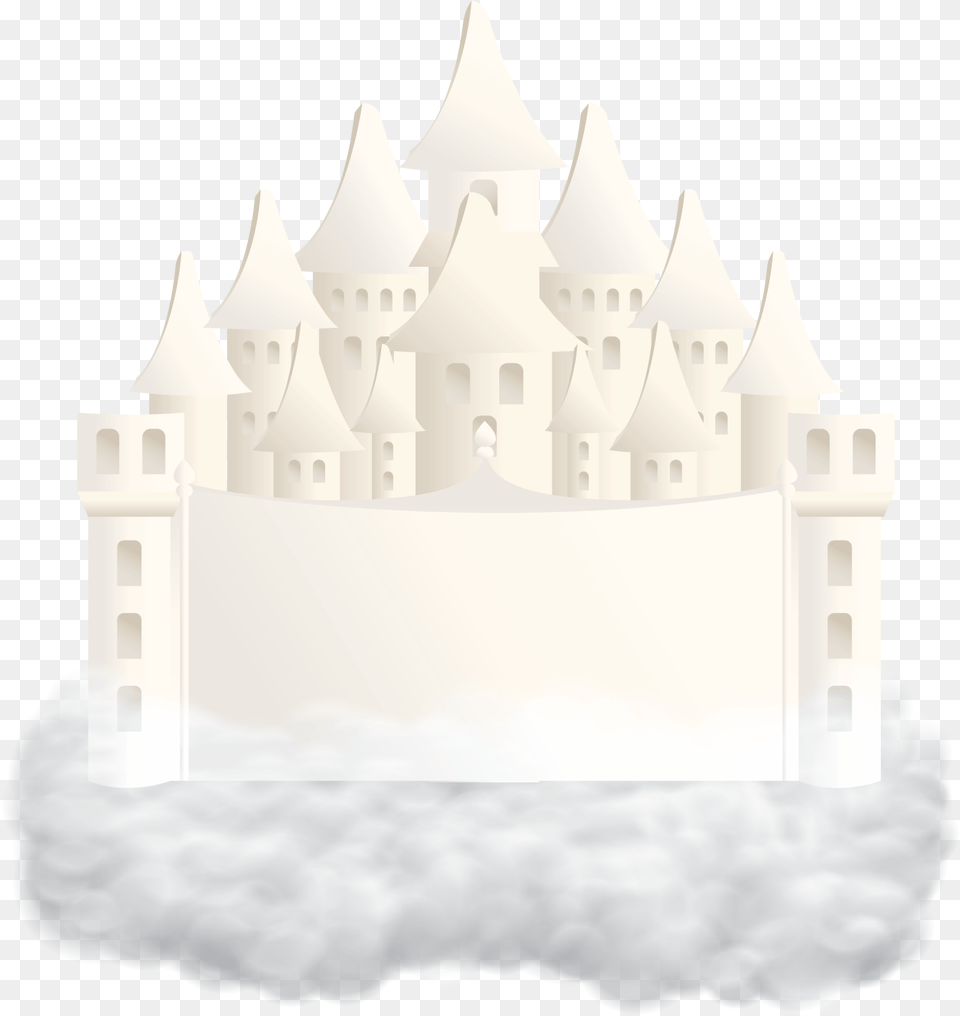 Illustrated Floating Castle In The Clouds, Cream, Dessert, Food, Icing Png