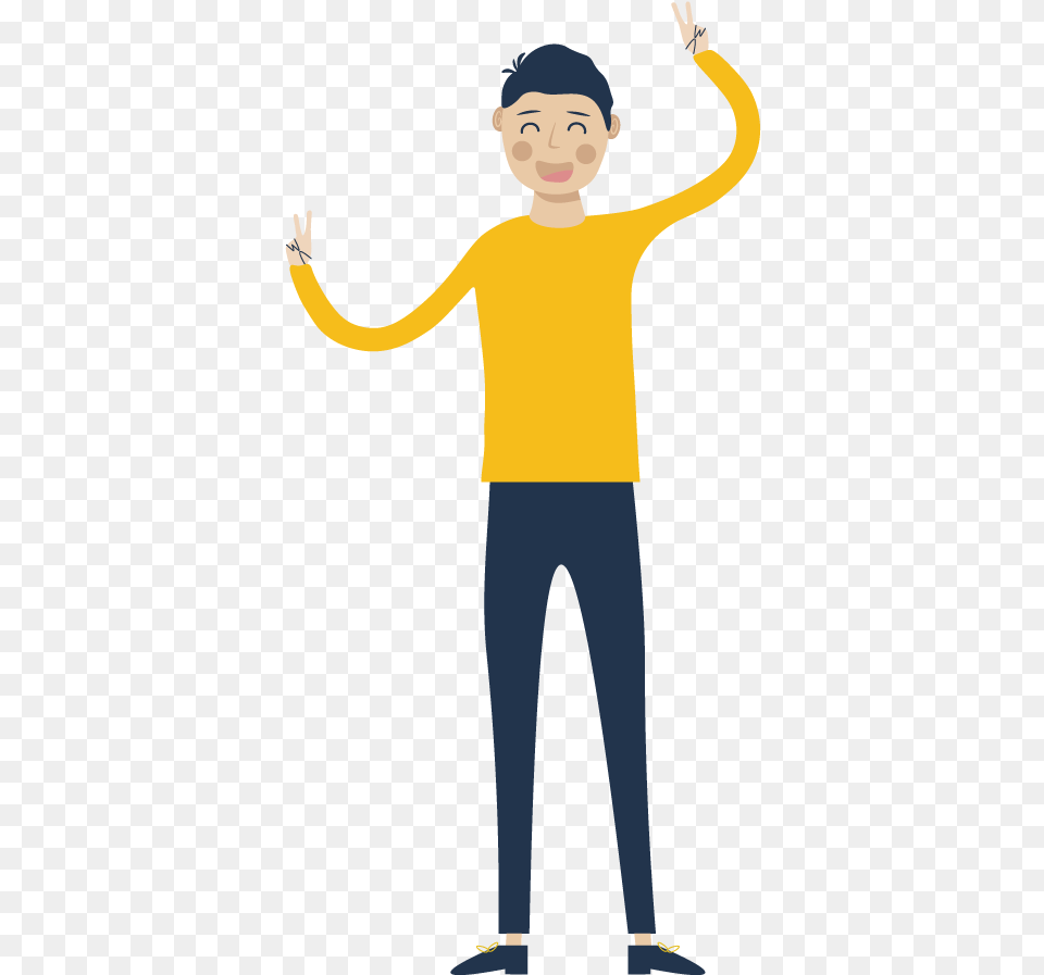 Illustrated Giving The Peace Sign, Clothing, Sleeve, Long Sleeve, Pants Png Image