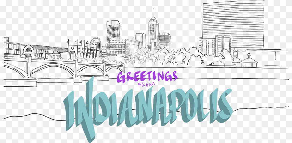 Illustrated Skyline Of Indianapolis Indiana Skyline, City, Metropolis, Urban, Outdoors Free Png