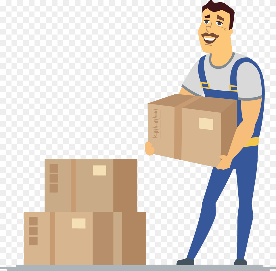 Illustration, Person, Box, Cardboard, Carton Png Image