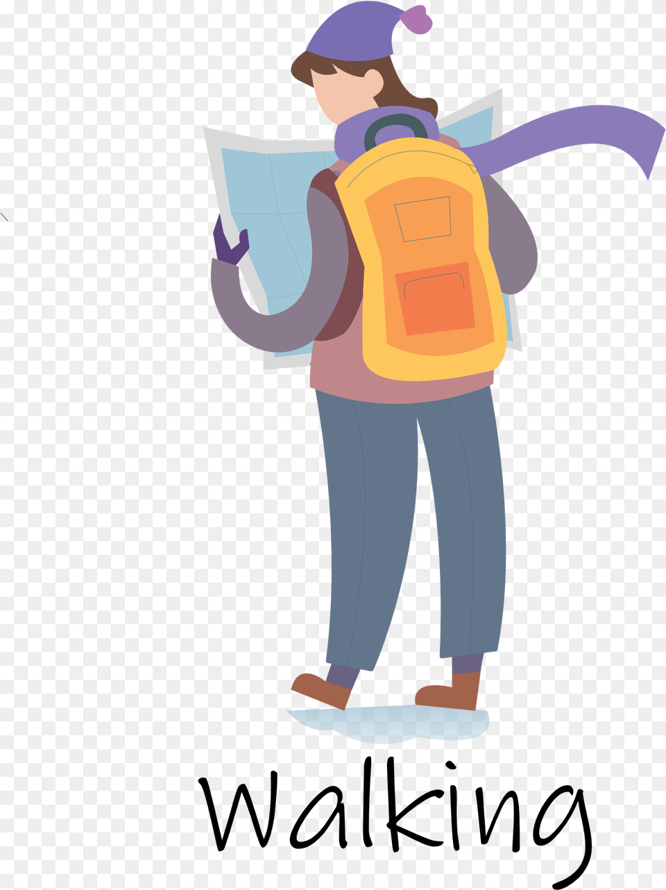 Illustration, Person, Reading, Bag, Backpack Png