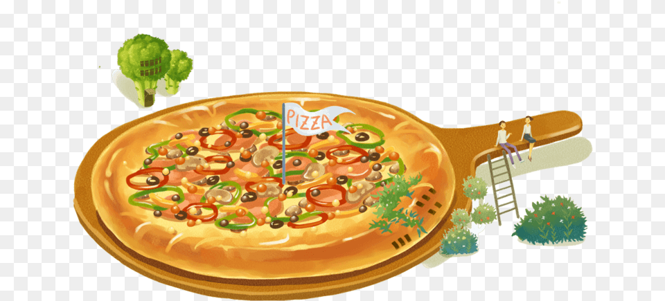Illustration, Food, Pizza, Person, Cutlery Free Png Download