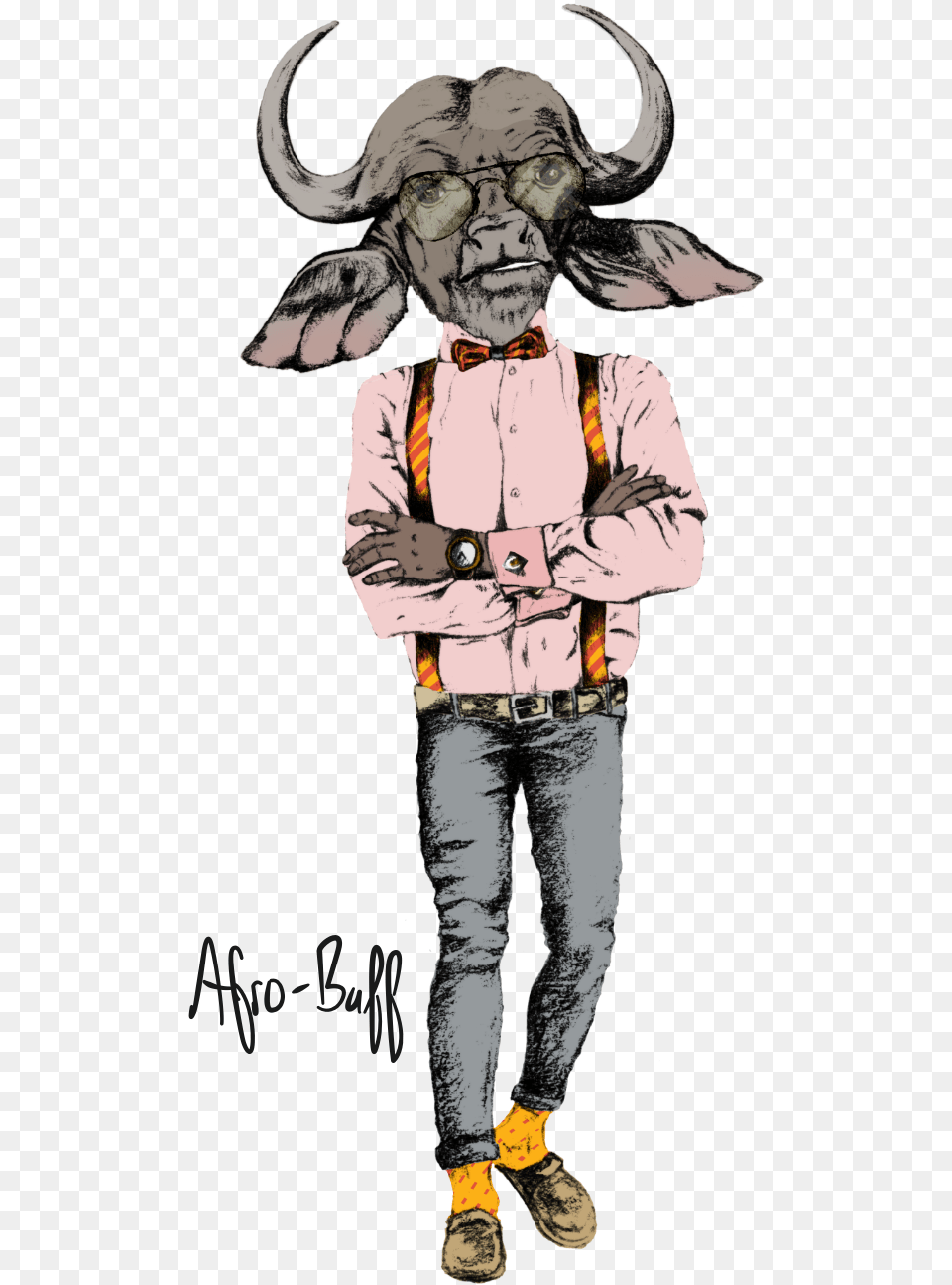 Illustration, Person, Wildlife, Animal, Buffalo Free Transparent Png