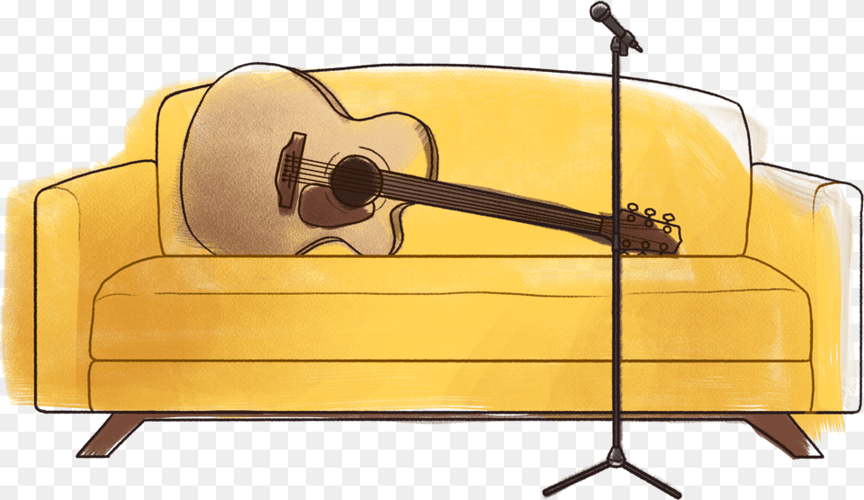 Illustration, Couch, Furniture, Home Decor, Guitar Free Png
