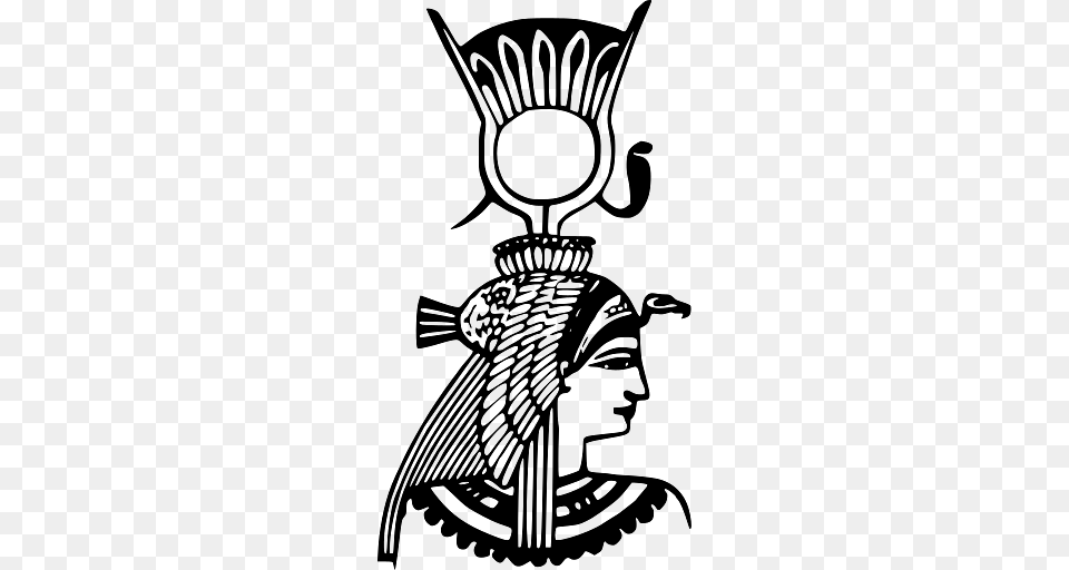 Illustration Bust Egyptian Goddess Hathor, Emblem, Symbol, Person, Face Png Image