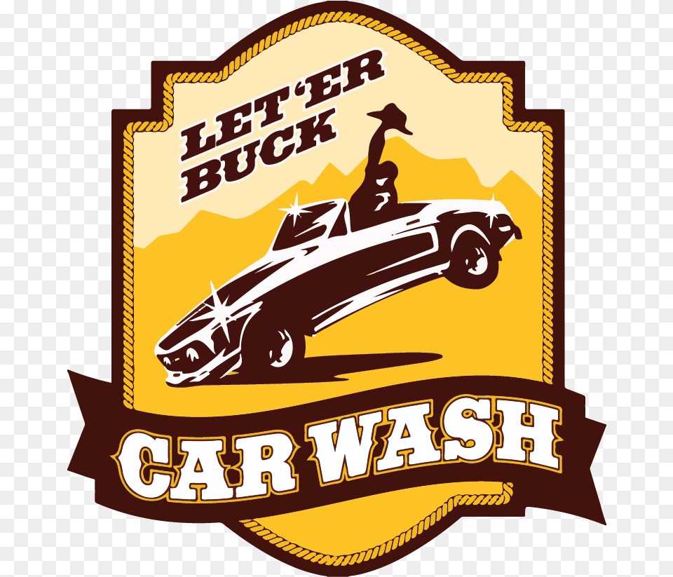Illustration Car Wash Let Er Buck Car Wash, Advertisement, Poster, Vehicle, Transportation Free Png Download