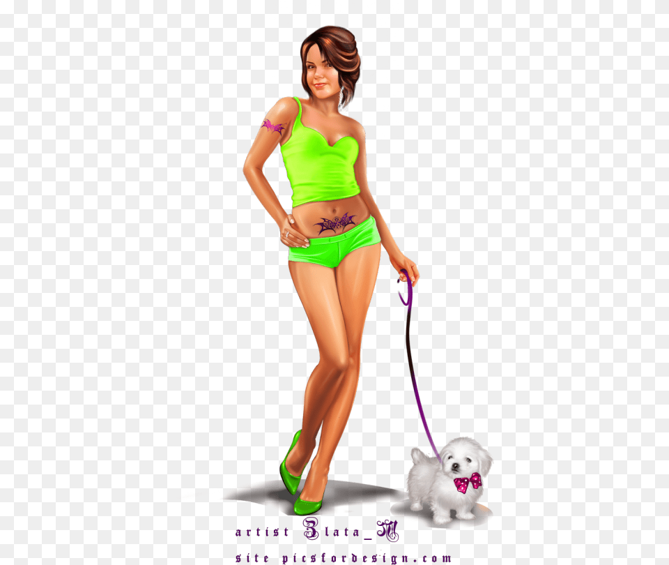 Illustration Girl Girl Illustrations 3d Girl Pinup Companion Dog, Adult, Person, Woman, Female Png Image