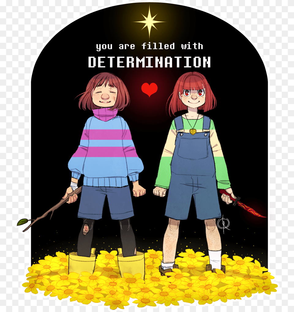 Illustration My Art Artists On Tumblr Chara Frisk Undertale The Thought Movie, Publication, Book, Comics, Person Free Png