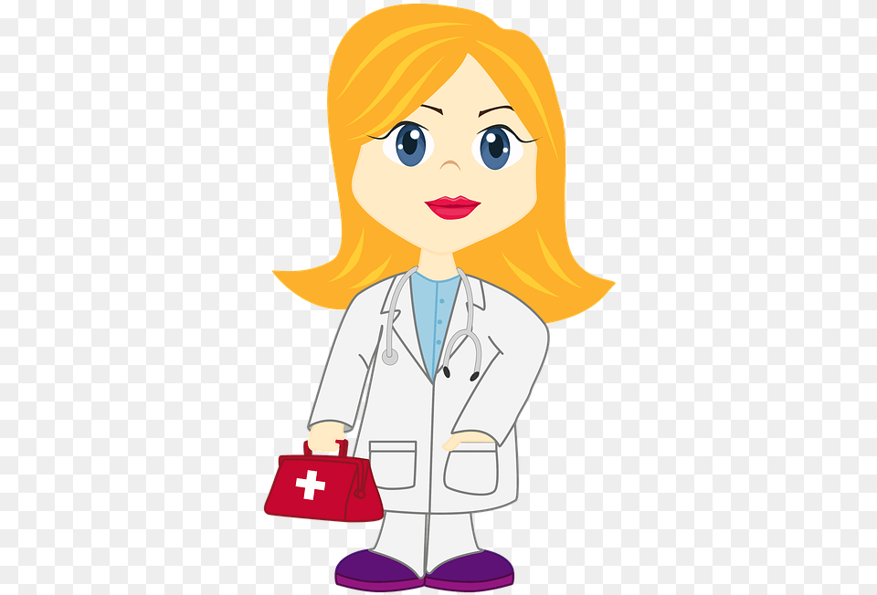 Illustration Nice Girl Doctor Dr Blonde Dr Girl Doctor Clipart Blonde, Accessories, Bag, Clothing, Coat Free Transparent Png