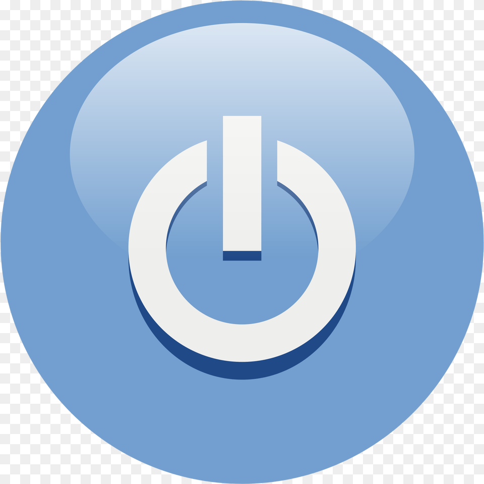 Illustration Of A Blue Power Button Icon Boton De Encendido Pc, Text, Number, Symbol, Disk Png