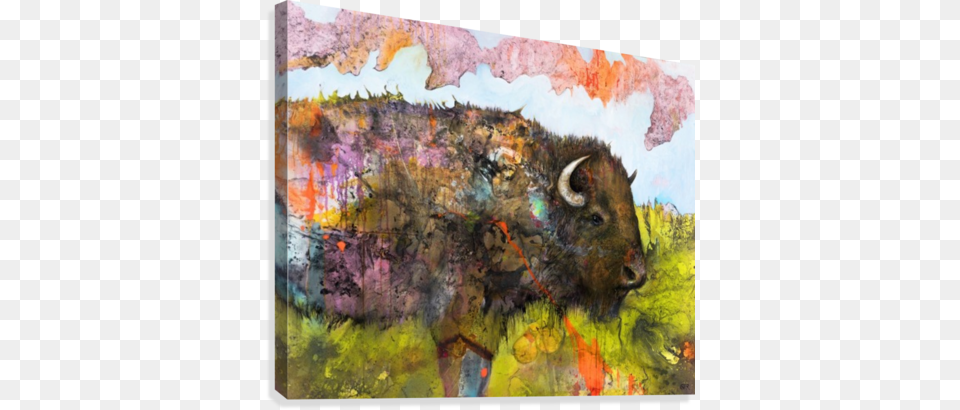 Illustration Of A Buffalo With Colourful Splashes And Posterazzi Illustration Of A Buffalo With Colourful, Animal, Bison, Mammal, Wildlife Free Png Download