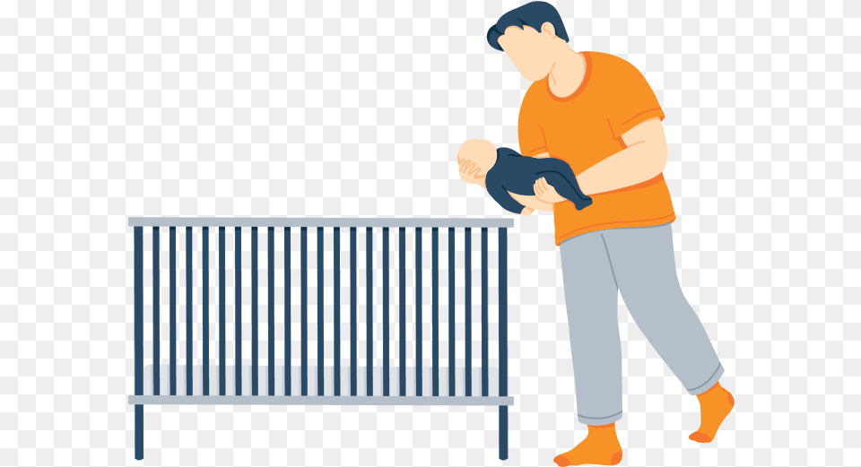 Illustration Of A Dad Transitioning His Baby To His, Infant Bed, Crib, Furniture, Male Png