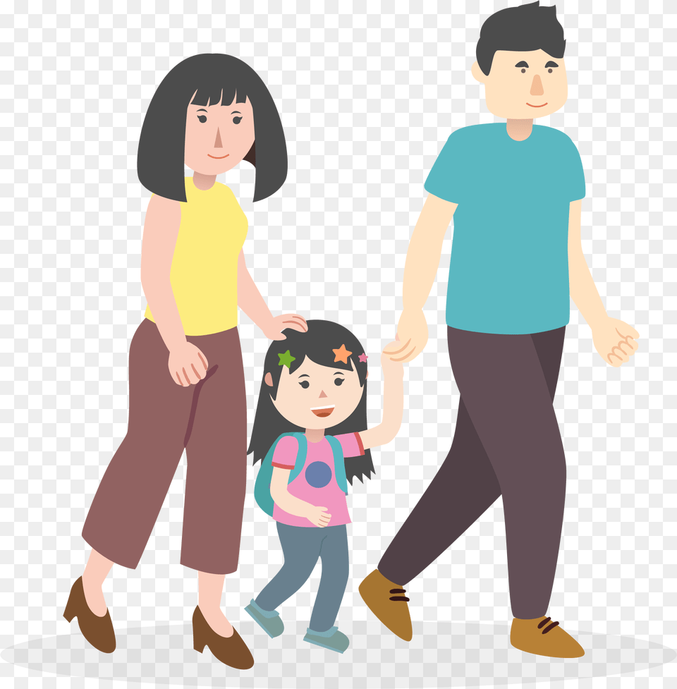 Illustration Of A Family Composed Of A Mother To The Preschool Drop Off Clipart, Pants, Clothing, Person, Publication Free Png