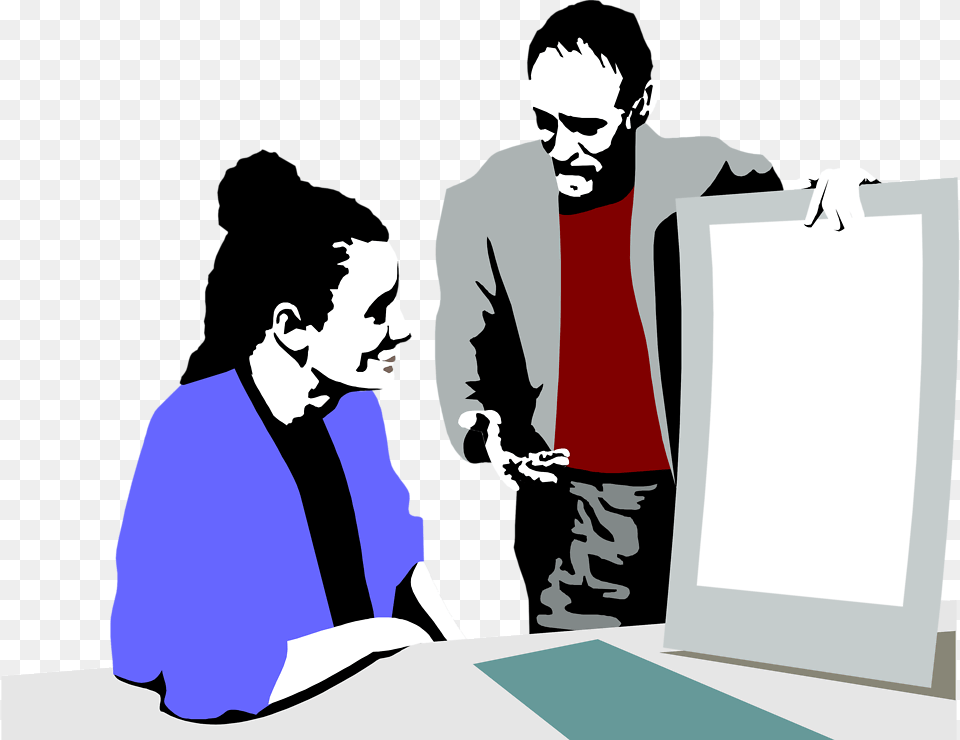 Illustration Of A Man And Woman Looking At A Business Stock Photography, Adult, Male, Person, Stencil Free Png Download