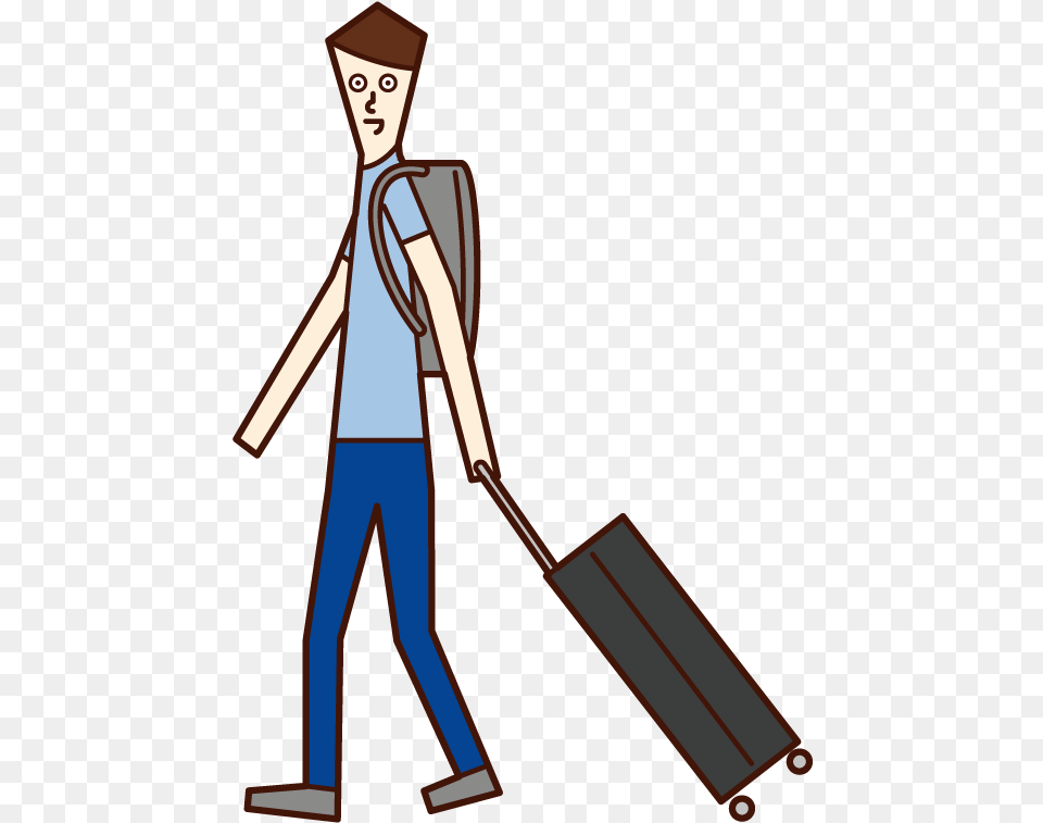Illustration Of A Man Walking With A Suitcase Man, Cleaning, Person, Face, Head Free Png