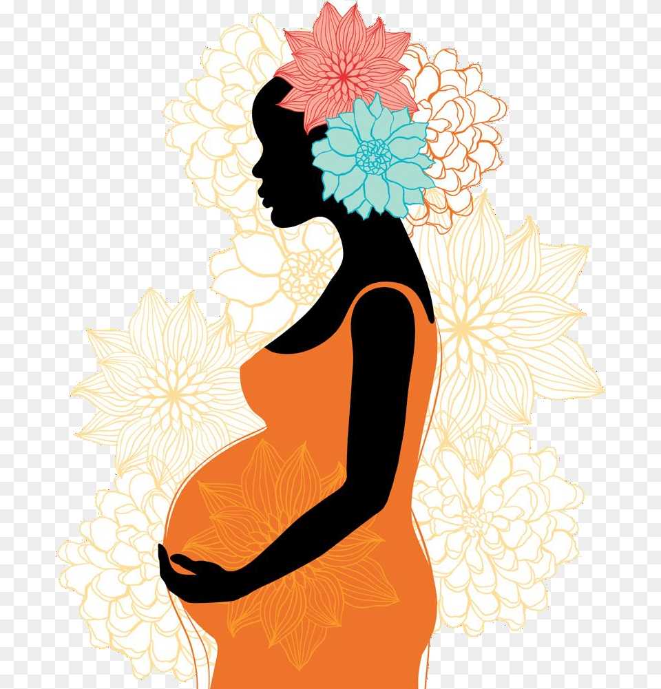 Illustration Of A Pregnant Woman Wearing An Orange Illustration, Art, Graphics, Person, Leaf Png