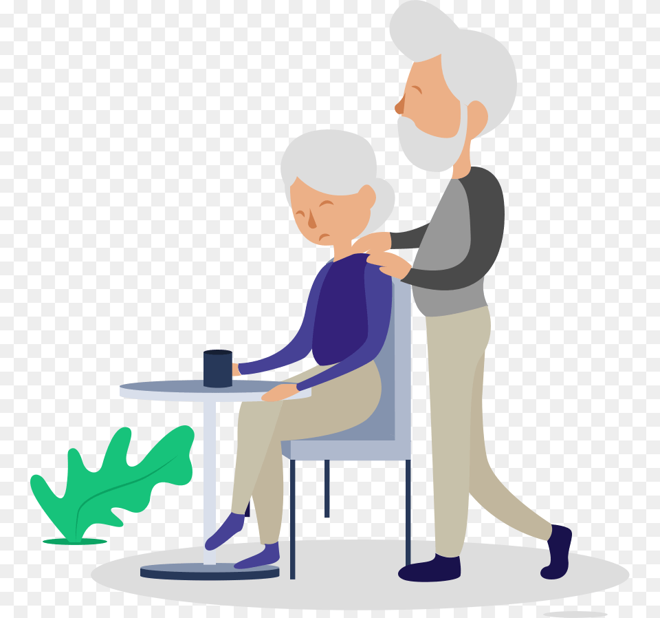 Illustration Of A Sad Old Couple Sitting, Baby, Person, Face, Head Free Png