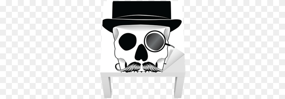 Illustration Of A Skull With Hat Mustache And Monocle Moustache, Stencil, Head, Person, Accessories Free Transparent Png
