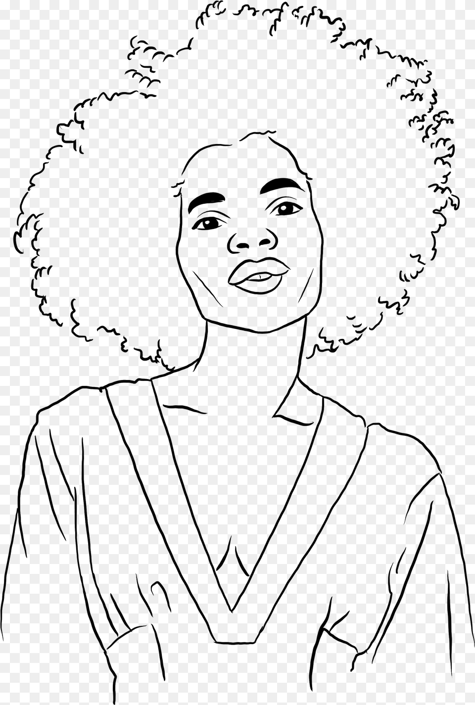 Illustration Of A Woman With Curly Hair Curly Hair Line Art, Drawing, Person, Stencil, Face Free Transparent Png
