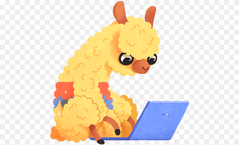 Illustration Of An Alpaca Searching For Awesome Getaways Alena Tkach Illustration, Computer, Electronics, Laptop, Pc Free Transparent Png