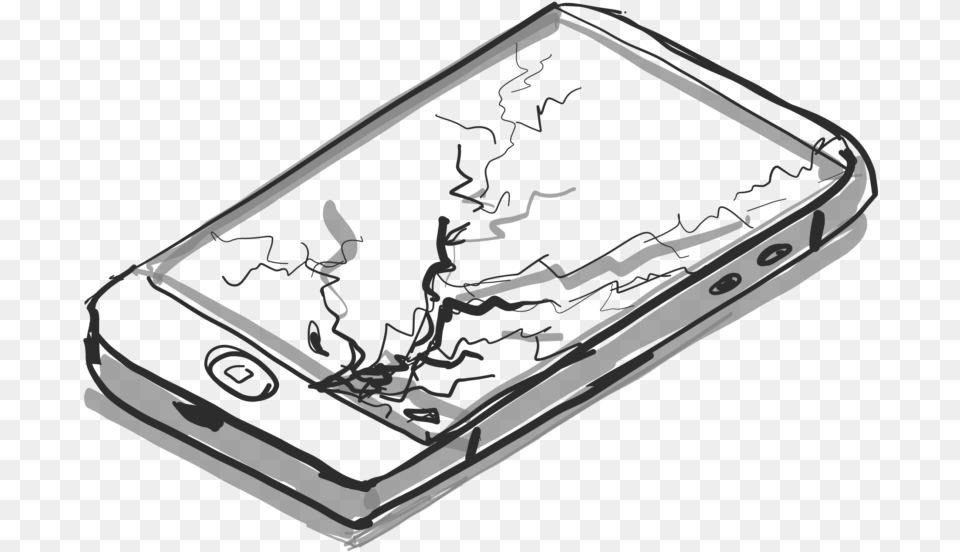 Illustration Of An Iphone With A Broken Screen Illustration, Electronics, Mobile Phone, Phone Png