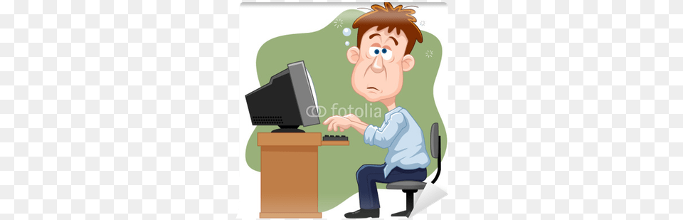 Illustration Of Business Man Working Hard Wall Mural Man Working Hard Cartoon, Photography, Computer, Electronics, Pc Free Png