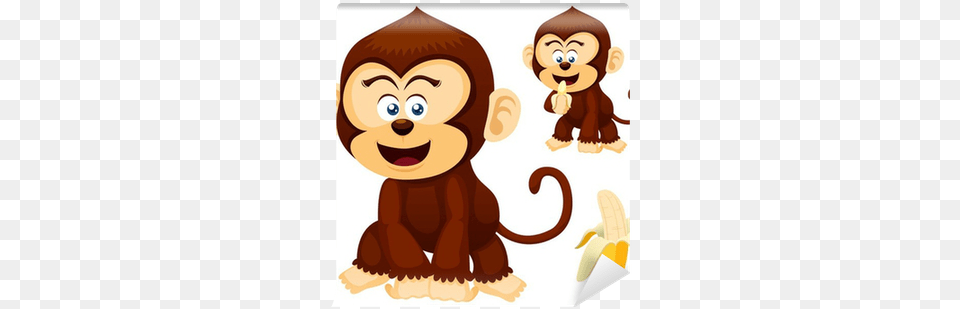 Illustration Of Cute Monkeys Vector Wall Mural Pixers Illustration, Banana, Food, Fruit, Plant Png Image