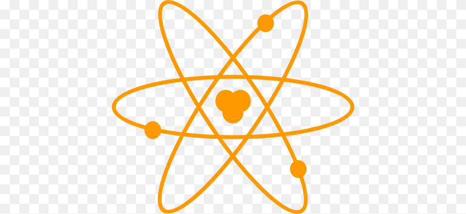Illustration Of Diagram Of An Atom In Orange Color Chemistry Clipart, Star Symbol, Symbol Png Image