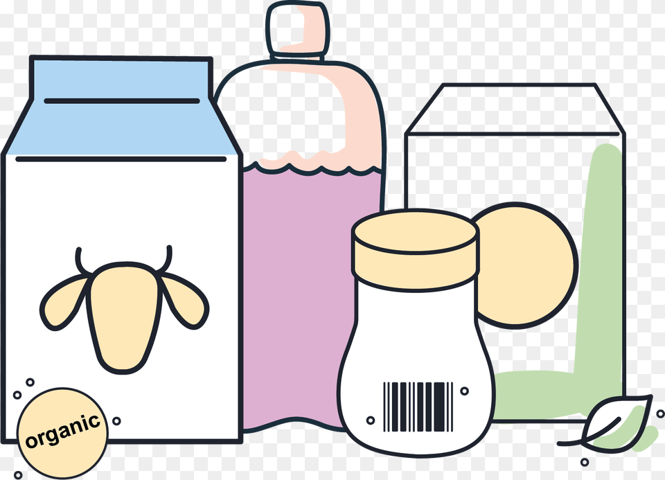 Illustration Of Different Packaged Goods, Dairy, Food, Jar, Beverage Png