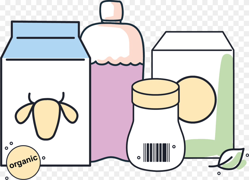 Illustration Of Different Packaged Goods, Jar, Dairy, Food, Milk Free Transparent Png