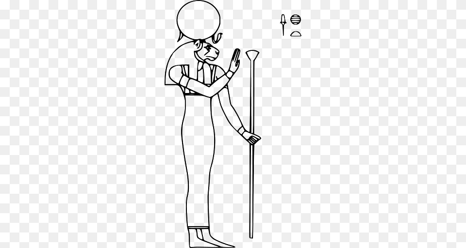 Illustration Of Egyptian God Tefnut, Person, Stick, Face, Head Png Image
