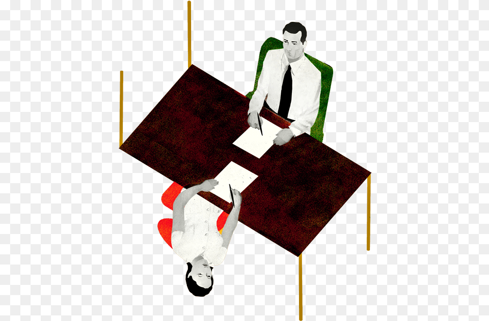Illustration Of Man And Woman At Opposite Sides Of Women In The Workplace Art, Table, Furniture, Male, Adult Free Png