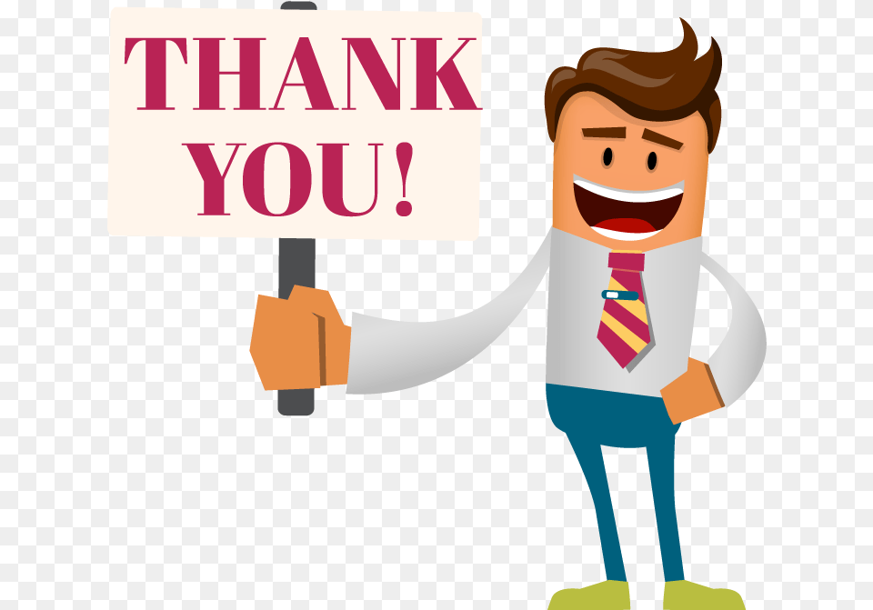 Illustration Of Man Holding Up A Sign That Says Thank Say Thank You Clipart, Accessories, Tie, Formal Wear, Advertisement Free Png